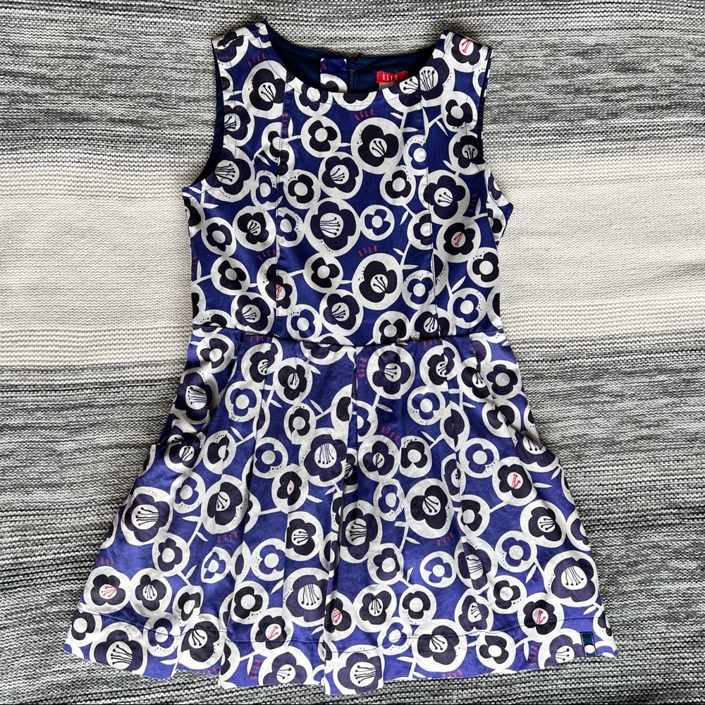 Elle Blue Floral Sleeveless Dress